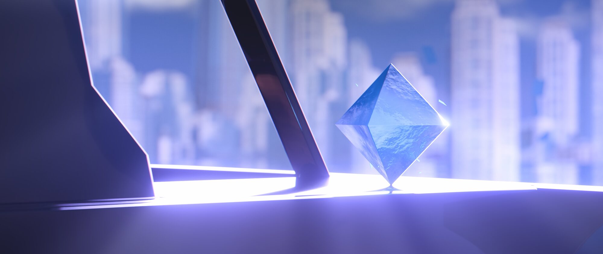 a glowing blue prism, the crossing-gate